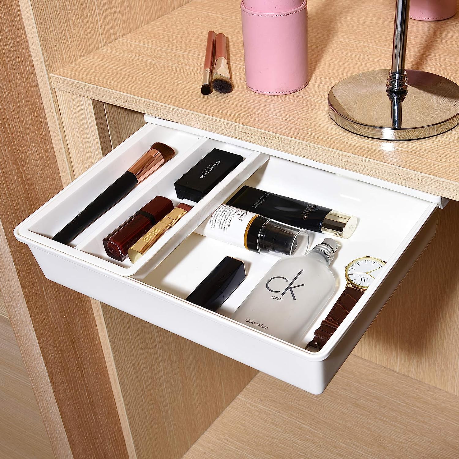 GGIANTGO Under Desk Drawer[Large], Self-Adhesive Under Desk Storage, Desk Drawer Organizer for Office Home Stationery - Image 4